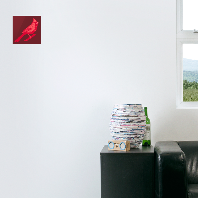 Bold Red Cardinal on Branch – Striking Bird Art by DonWillisJrArt